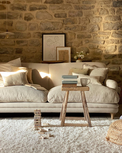 White Minimalist Handmade Moroccan Area Rug in living room