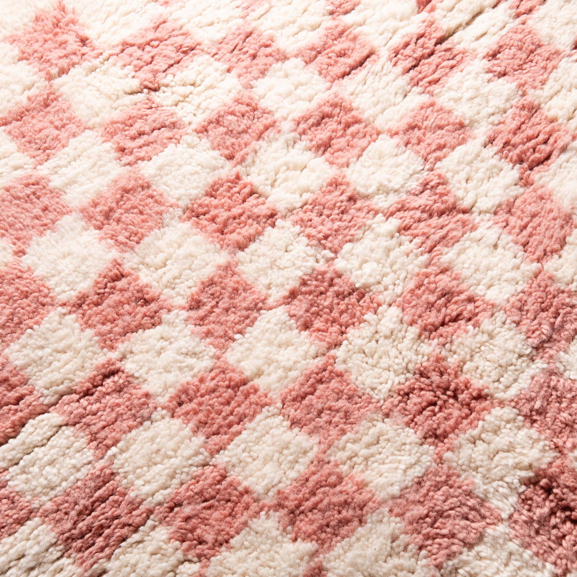 Pink Checkered Handmade Moroccan Area Rug