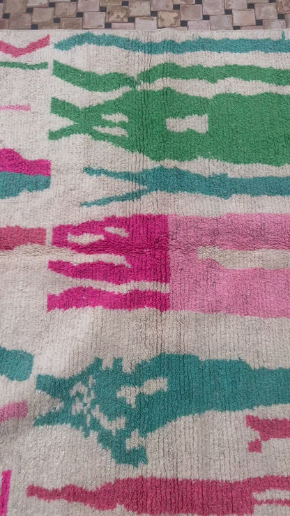 Canvas of Whimsy – Tapis marocain en laine tissé à la main, 300x200 cm