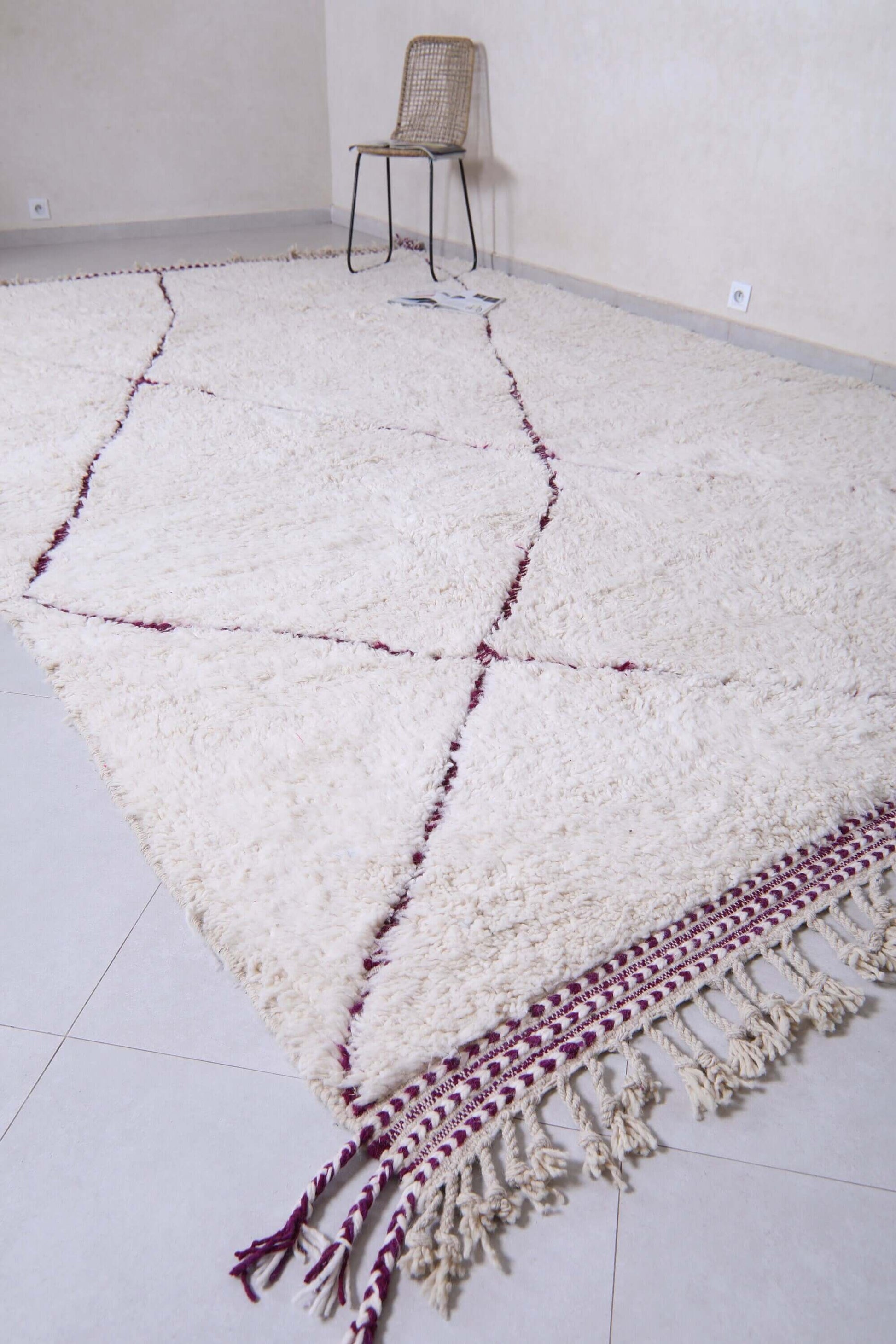 Handmade Moroccan Pink Beni Ourain Rug